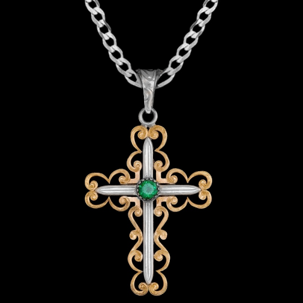 Celebrate your faith with the Titus Cross Pendant Necklace featuring a german silver plated base with a unique handcrafted bronze frame and a custom zirconia stone. Pair it with a special discount sterling silver chain today!